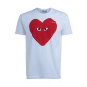 Hvid T-shirt med rødt hjerteprint