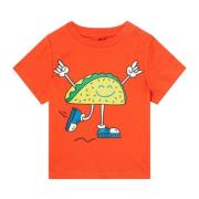 Børne Orange T-shirt med Multifarvet Print
