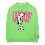 Grøn sweater med Snoopy broderi