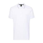 Hvid Polo Shirt med Stribe Detaljer