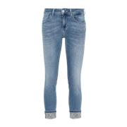 Blå Denim Jeans med Rhinestone Pynt