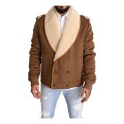 Shearling Jakke med Logo Detaljer