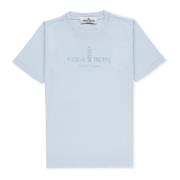 Lysblå Junior Bomuld T-shirt med Kontrastlogo