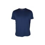 Navyblå Bomuld og Silke T-Shirt