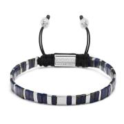 Men's Bracelet with Marbled Blue and Silver Miyuki Tila Beads