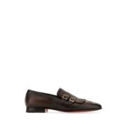 Mørkebrune lædermonkstrap-sko
