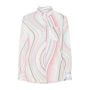 Multifarvet Swirl Print Bomuldsskjorte