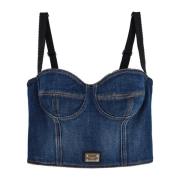 Animalier Denim Bustier Top