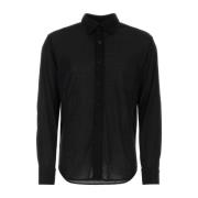 Gennemsigtig sort silkeskjorte