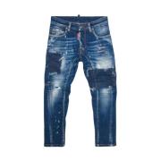 Jeans med fem lommer og lak effekt