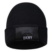 Sort Bomuld Beanie med Logo Patch