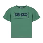 Grøn Bomuld T-Shirt med Logo