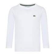 Hvid Langærmet T-shirt med Krokodillebroderi