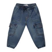 Denim Cargo Jeans med elastisk talje