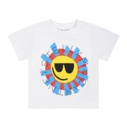 Hvid Bomuld T-Shirt med Multifarvet Sol