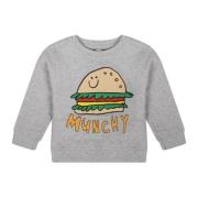 Grå Bomuldssweatshirt med Hamburgerprint