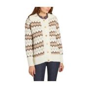 Jacquard Uld Cardigan med Flare Krave