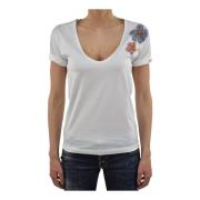 Logo Bomuld T-Shirt med Blomsterdetaljer