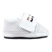 Hvide Læder Sneakers med Velcrolukning