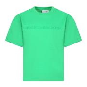 Grøn Bomuld T-Shirt med Korte Ærmer
