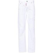 Hvide Denim Bukser med Rippede Detaljer