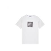 Hvid Bomuld T-shirt med Print