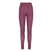 Fleece Leggings - Mørk Rosa Leo