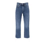 Riley Cropped Jeans med frynset kant