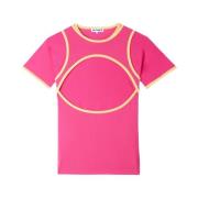 Strækbart hot pink t-shirt med kombineret bh