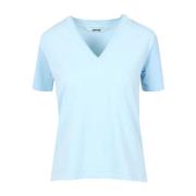 Lysblå V-Hals Bomuld T-Shirt
