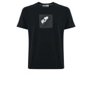 Blå Logo Print Bomuld T-shirt
