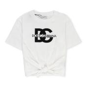 Hvid Bomuld T-shirt til Drenge med Logo