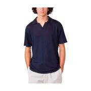 Navy Blue Linen Polo Shirt