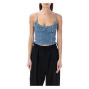 Blå Denim Corsage Top