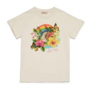 Multifarvet blomstret grafisk T-shirt