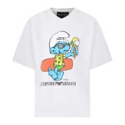 Smurf Print Hvid Bomulds T-Shirt