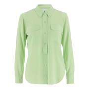 Luksuriøs Silke Grøn Skjorte