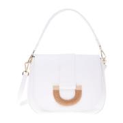Handbag in white tumbled leather