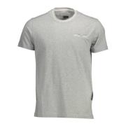 Grå Bomuld T-Shirt med Kontrastdetaljer
