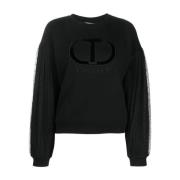 Crew-Neck Sweatshirt med Plumetis Ærmer