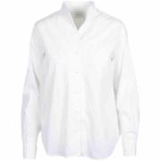 Hvid Poplin Skjorte med V-Hals Krave