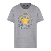 Grå Medusa Print Bomuld T-Shirt