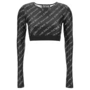 Logo-underband Crop Top Sort