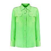 Silke Slim Skjorte Vibrant Grøn