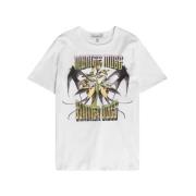 Hvid Bomuld Grafisk Print T-Shirt