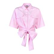 Pink Stribet Bomuldsskjorte