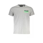 Grå Bomuld T-Shirt, Kort Ærme, Crew Neck, Print, Logo