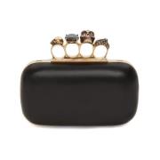 Sort Nappa Læder Knuckle Clutch Taske