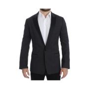 Sort Polkaprikket Slim Fit Blazer