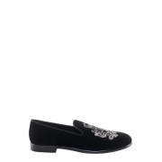 Velvet Loafers med Broderet Logo